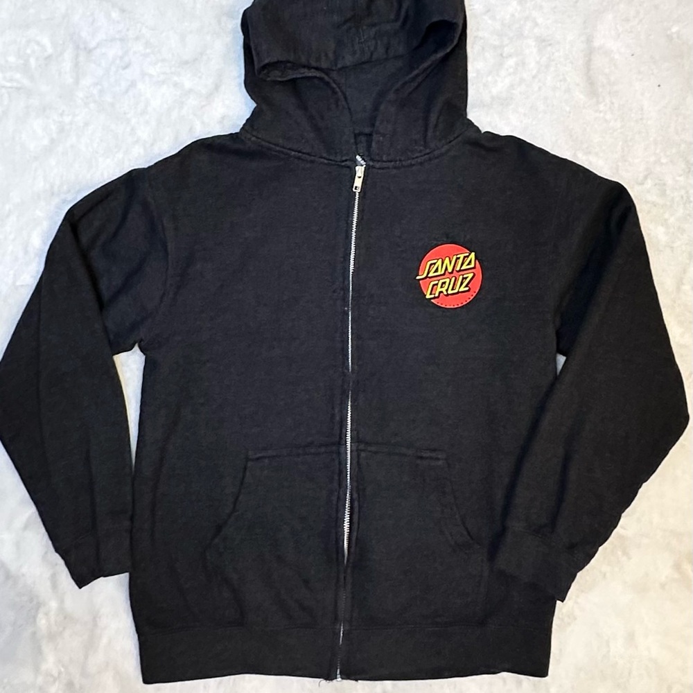 SANTA CRUZ Youth Zip Up Hooded Sweatshirt Classic Dot Skate Zip Up Sweatshirt